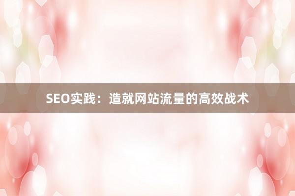 SEO实践：造就网站流量的高效战术